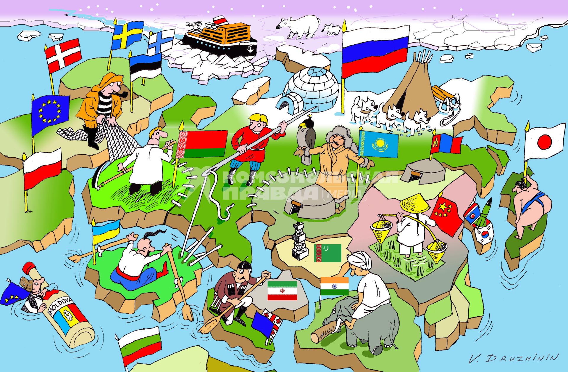 Карикатура. Карта России.