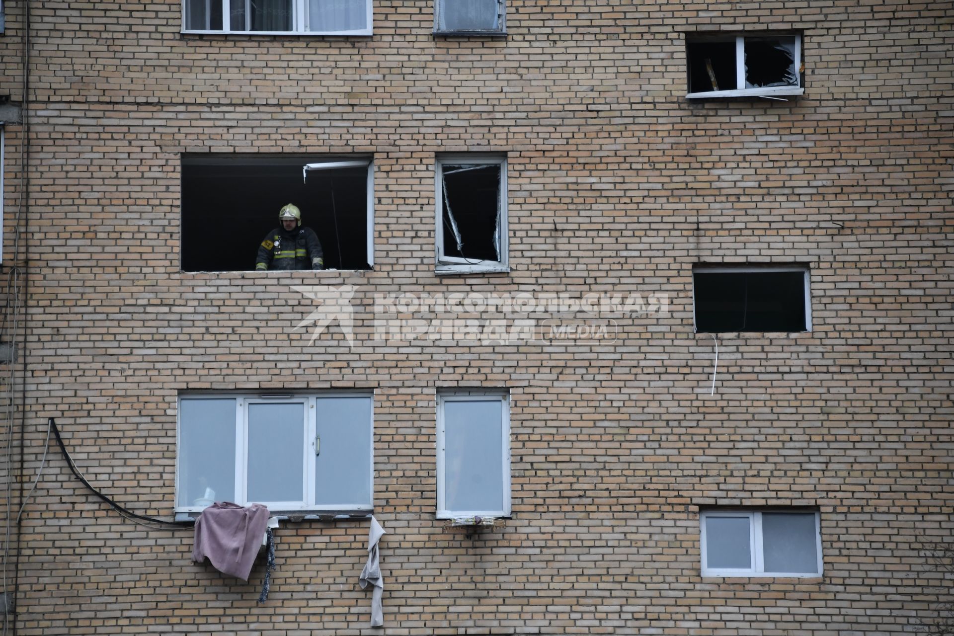 Химки. Пострадавшие квартиры в результате взрыва бытового газа в жилом доме на улице Зеленая.