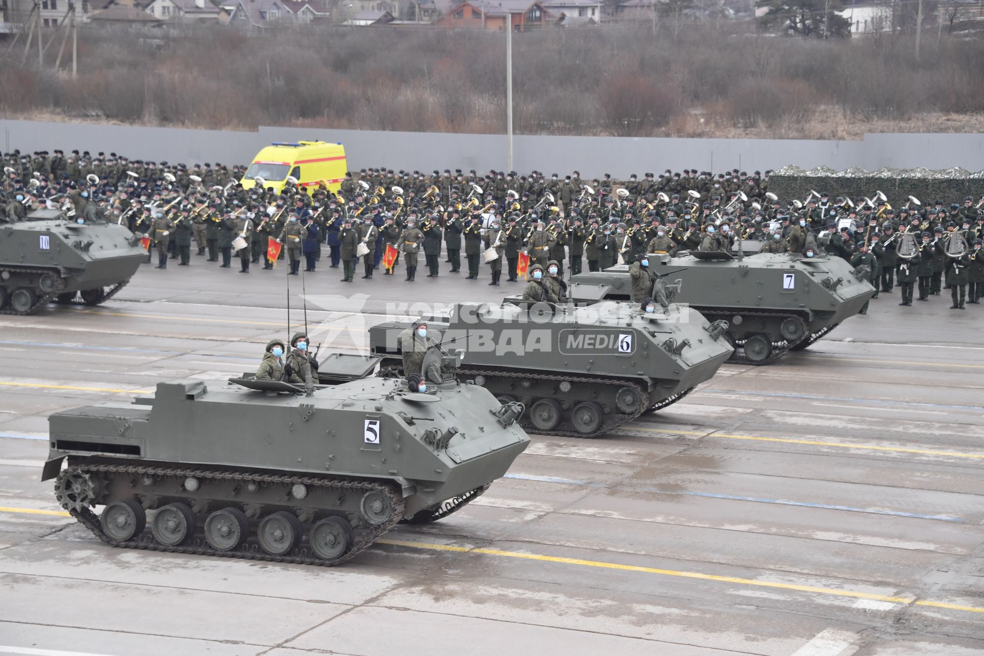 Алабино. Бронетранспортер БТР-МДМ  Ракушка во время первой совместной репетиции пеших расчетов, механизированных колонн и авиации на полигоне Алабино, приуроченной к участию в параде Победы 9 мая.