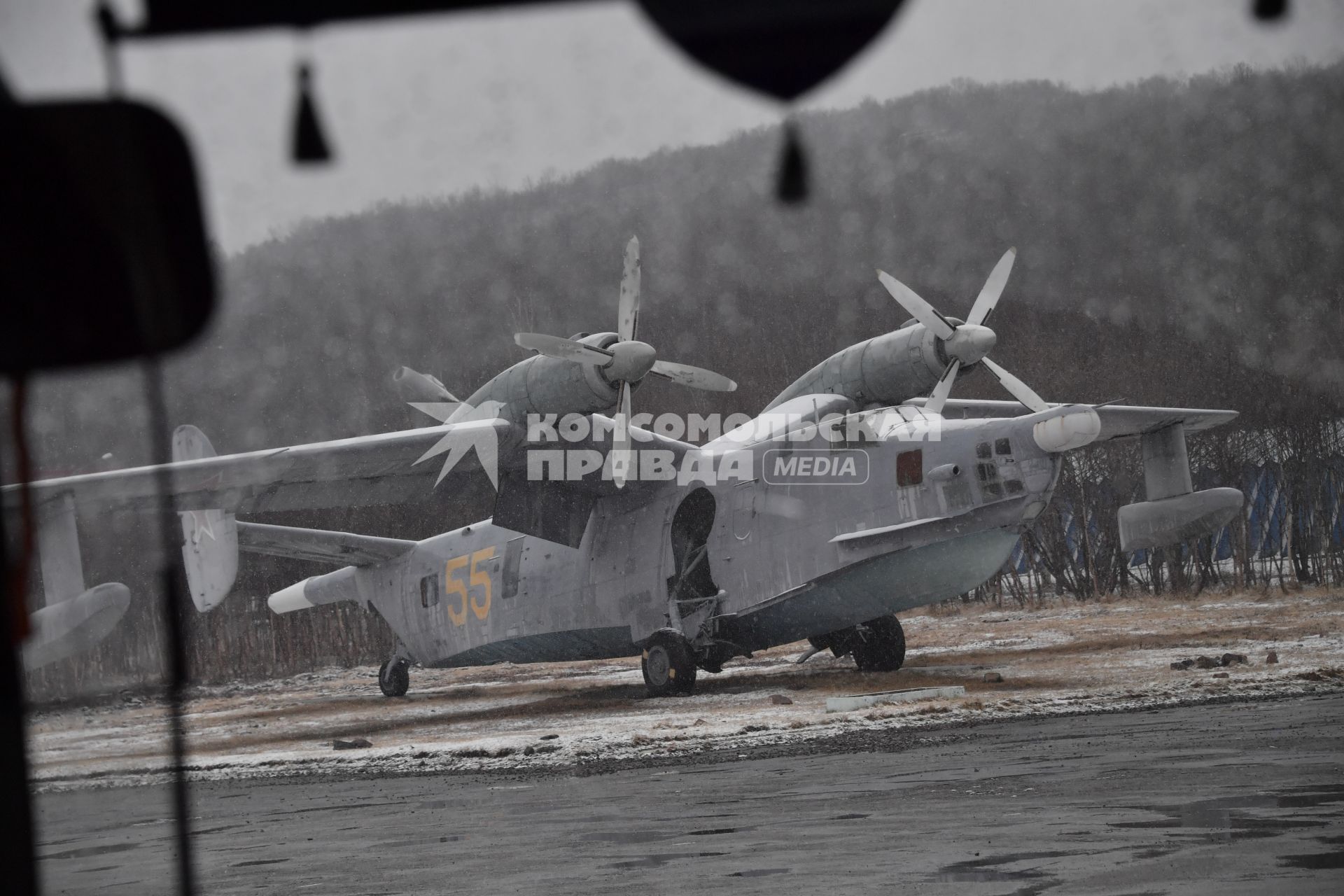 Мурманская область.   Самолет-амфибия Бе-12 в экспозиции  музея военно-воздушных сил Северного флота.