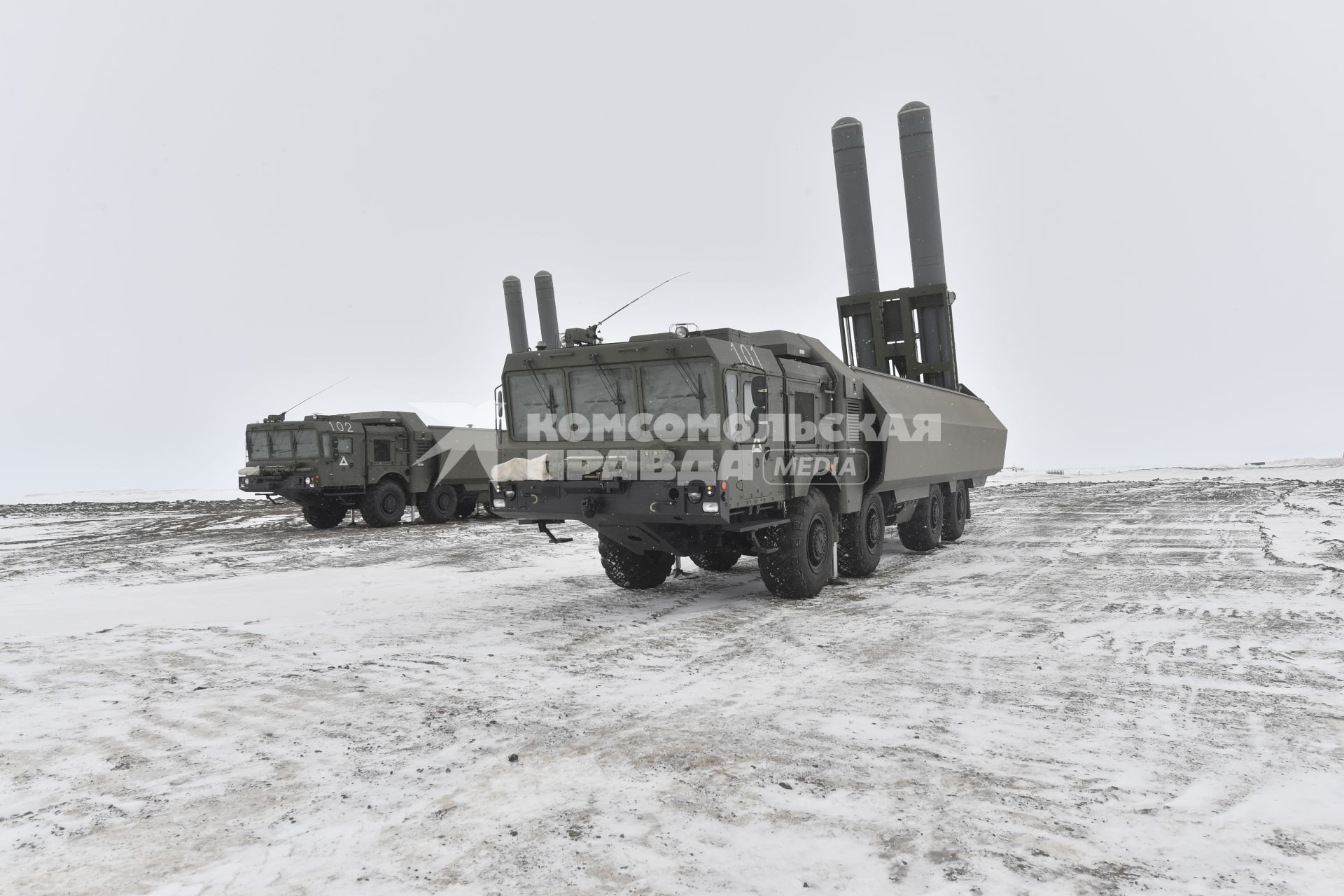 Архангельская область. Береговой ракетный комплекс `Бастион`на Российской военнвоенной базе `Арктический трилистник`на острове Земля Александры архипелага Земля Франца-Иосифа.