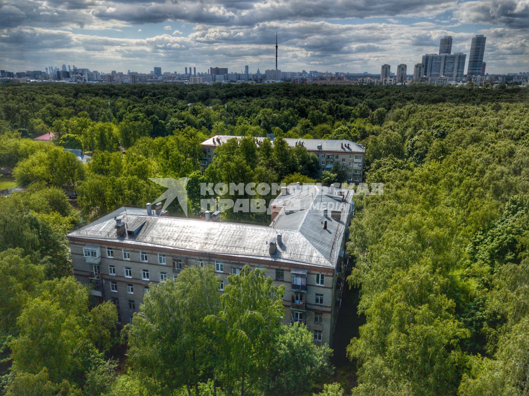 Москва. Район Богородское. Дома 4 и 6 на Яузской аллее на территории парка `Лосиный остров`.