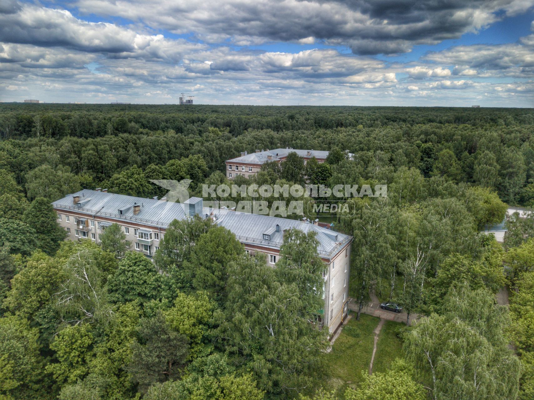 Москва. Район Богородское. Дома 4 и 6 на Яузской аллее на территории парка `Лосиный остров`.