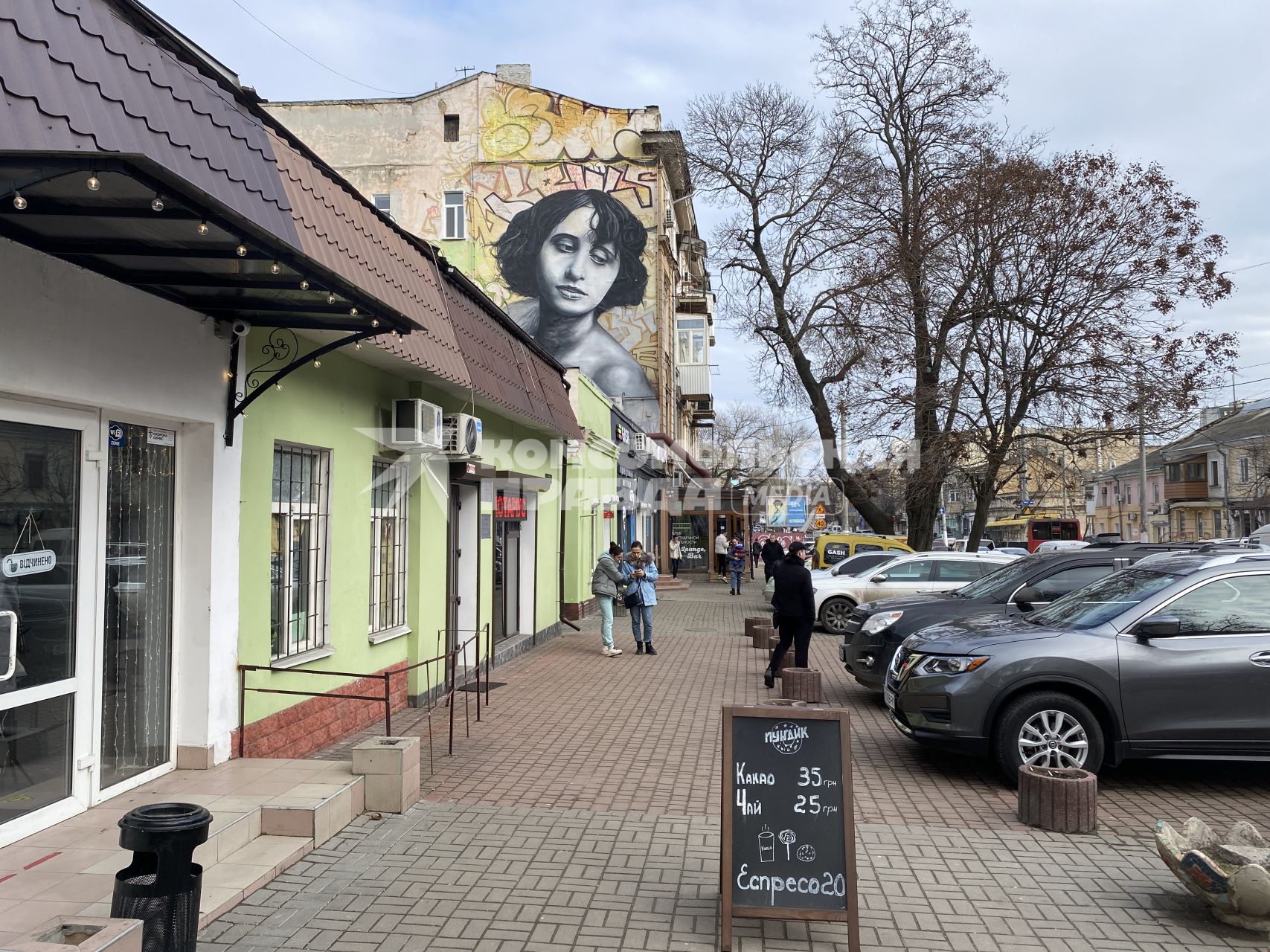 Украина. Одесса. Портрет актрисы Веры Холодной на стене дома #46 на улице Малой Арнаутской.