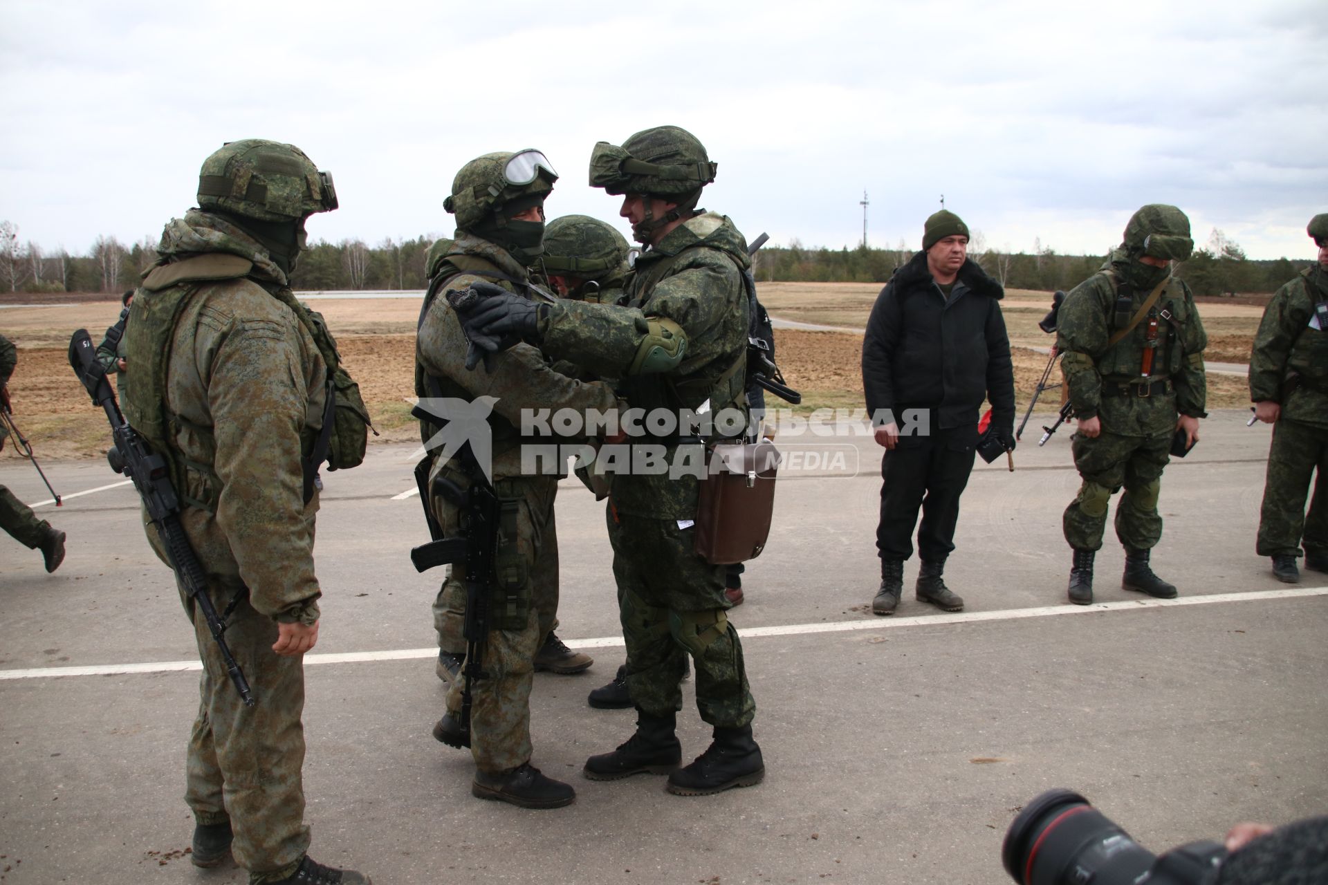 Белоруссия. Брестская область. Военнослужащие во время совместных учений России и Белоруссии `Союзная решимость-2022` на полигоне Обуз-Лесновский.