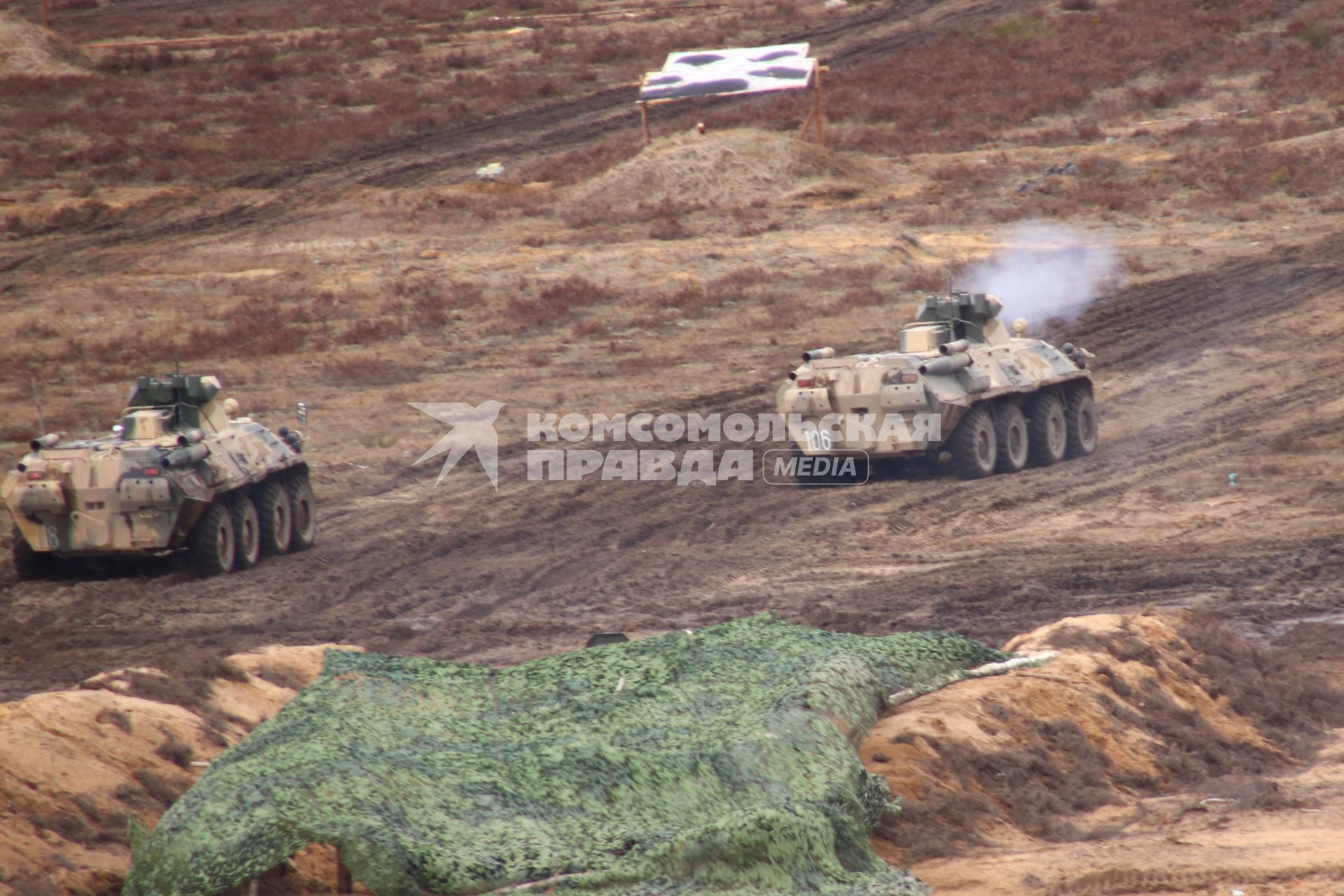 Белоруссия. Брестская область. Бронетранспортеры БТР-82 во время совместных учений России и Белоруссии `Союзная решимость-2022` на полигоне Обуз-Лесновский.