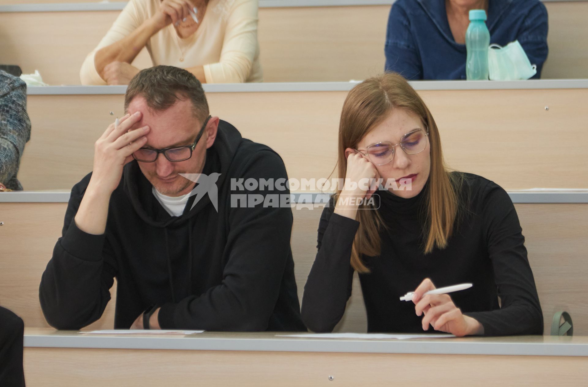 Пермь. Участники во время ежегодной образовательной акции `Тотальный диктант - 2022`.