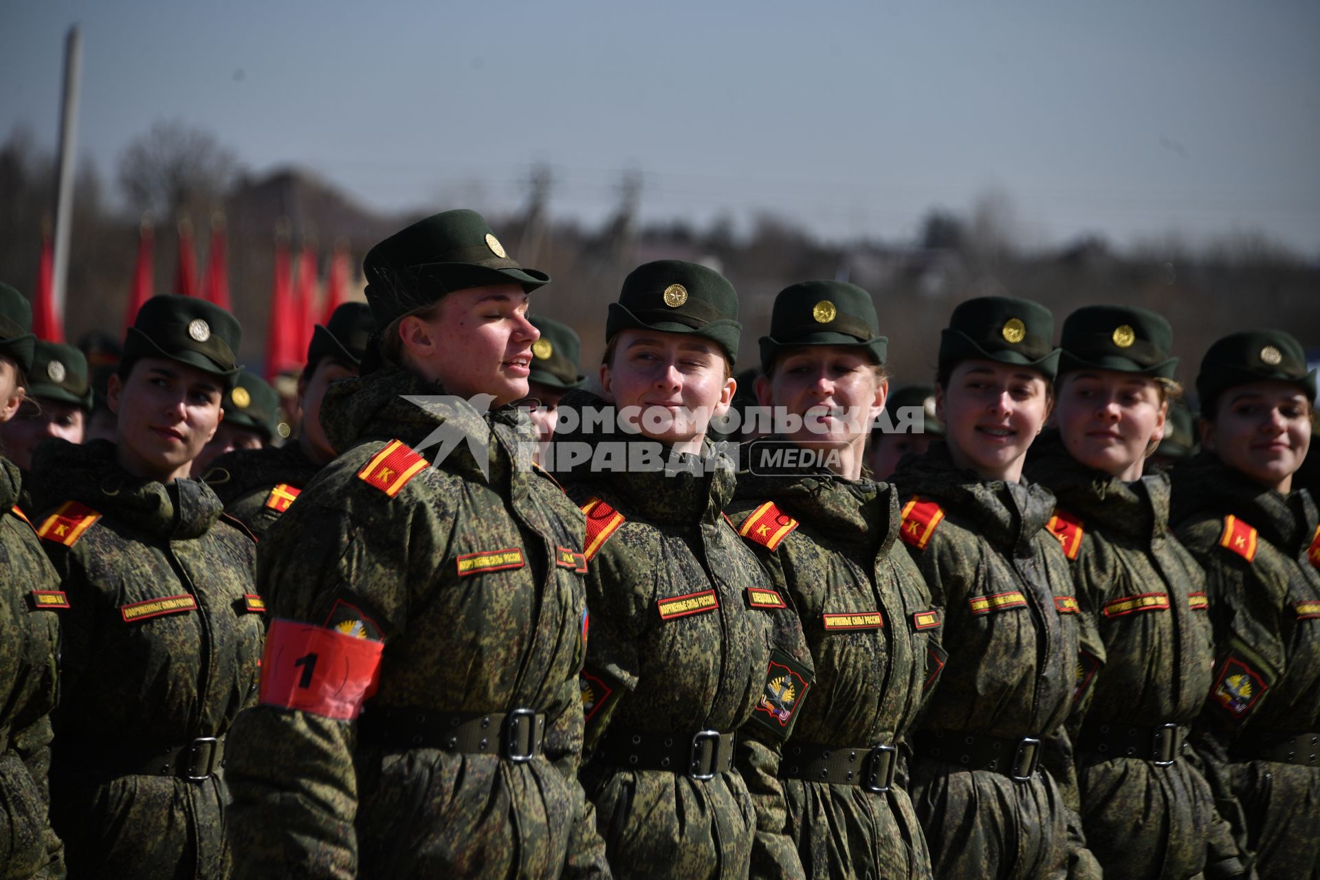 Московская область. Алабино. Курсанты  на репетиции военного парада, приуроченного к 77-летию Победы в Великой Отечественной войне.