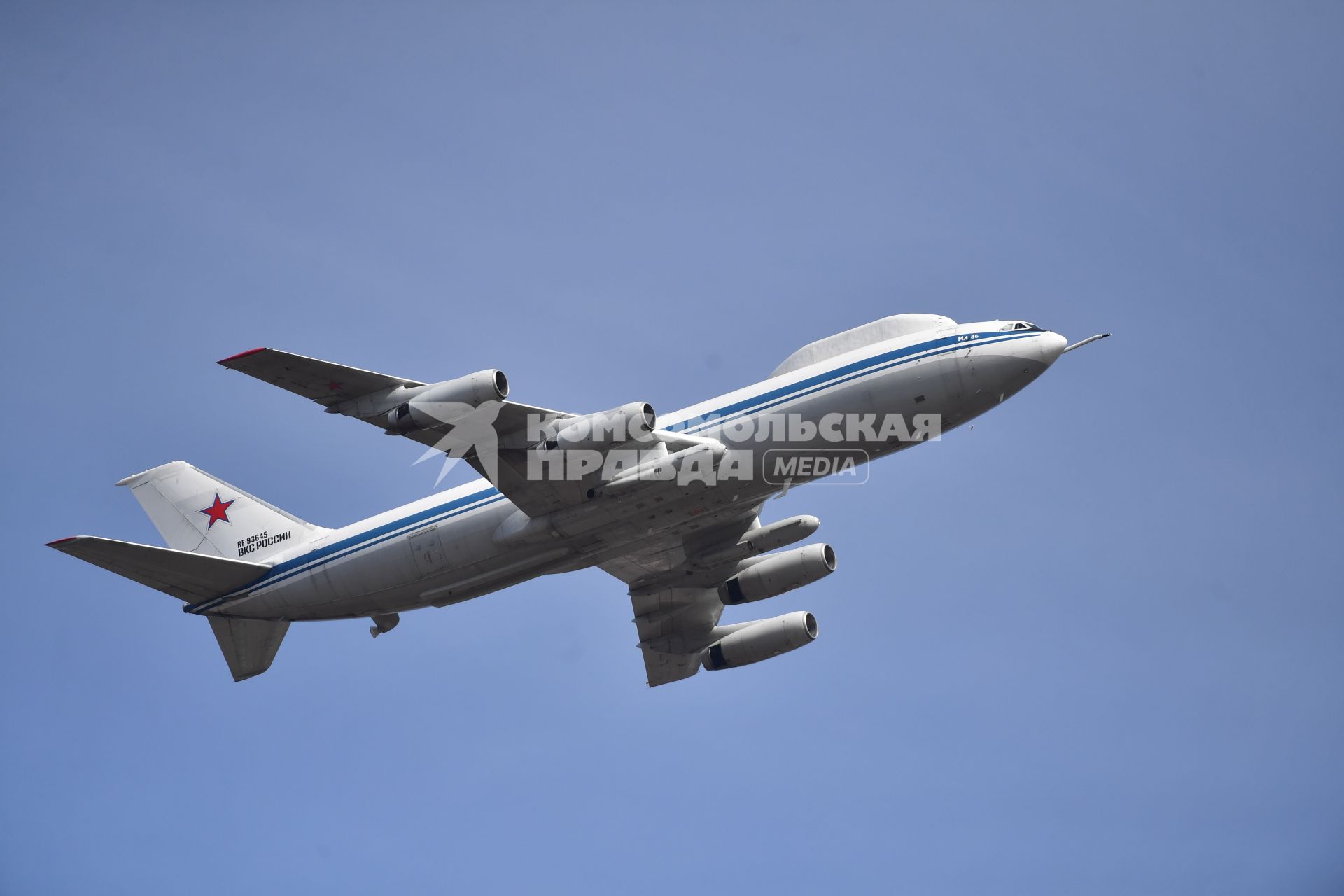 Московская область. Алабино. Самолет Ил-86ВКП   на репетиции военного парада, приуроченного к 77-летию Победы в Великой Отечественной войне.