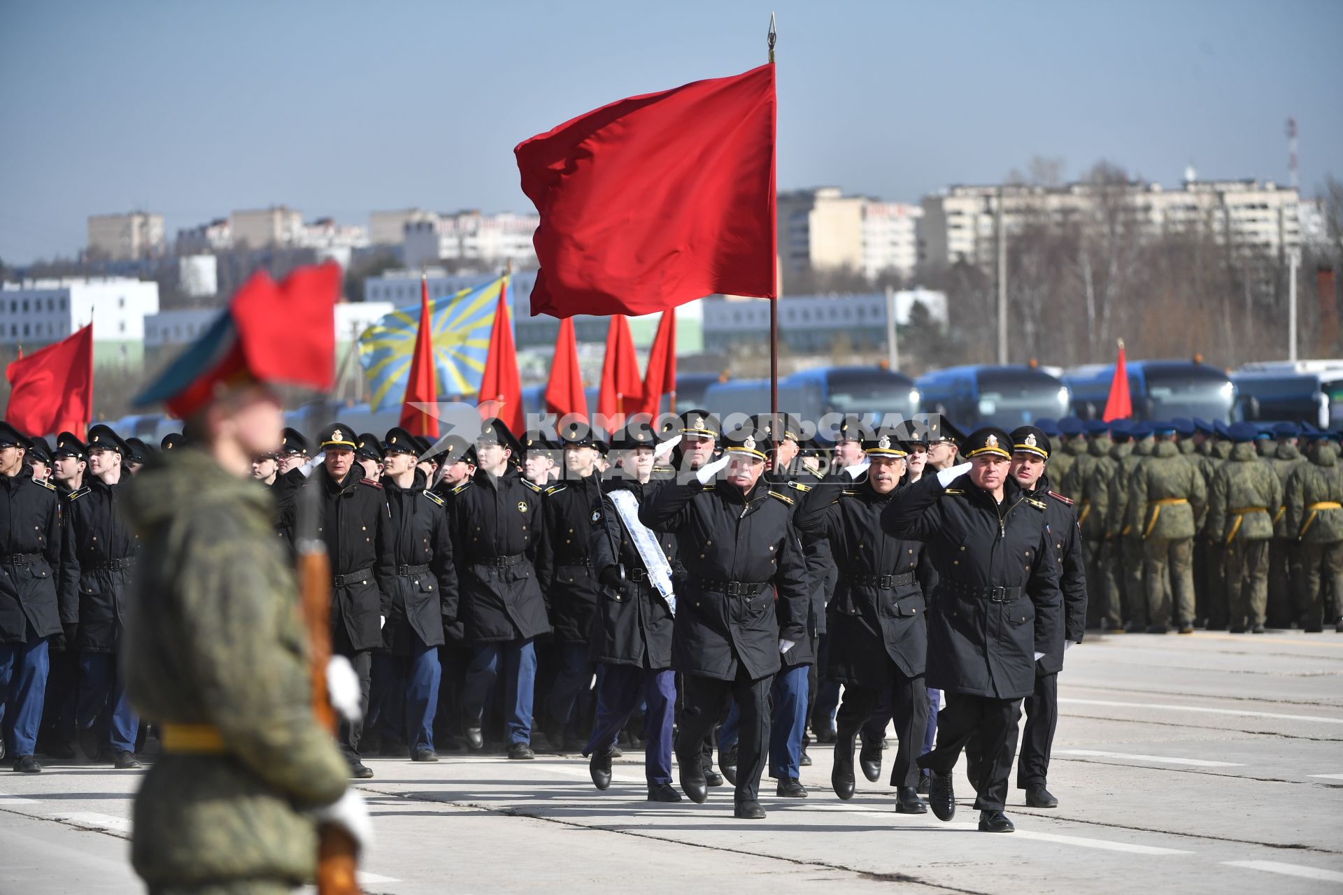 Московская область. Алабино. Во время репетиции военного парада, приуроченного к 77-летию Победы в Великой Отечественной войне.