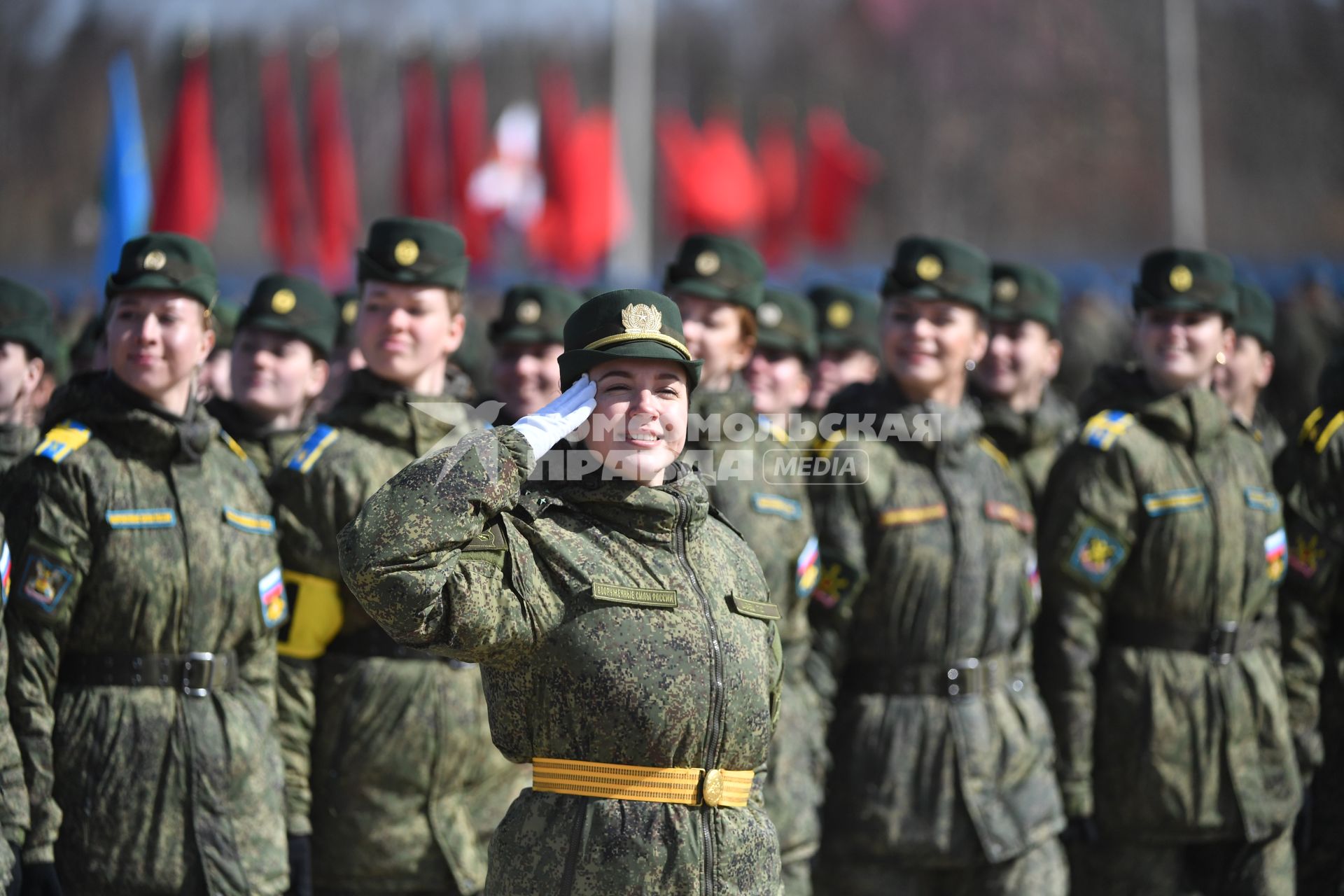 Московская область. Алабино. Курсанты  на репетиции военного парада, приуроченного к 77-летию Победы в Великой Отечественной войне.