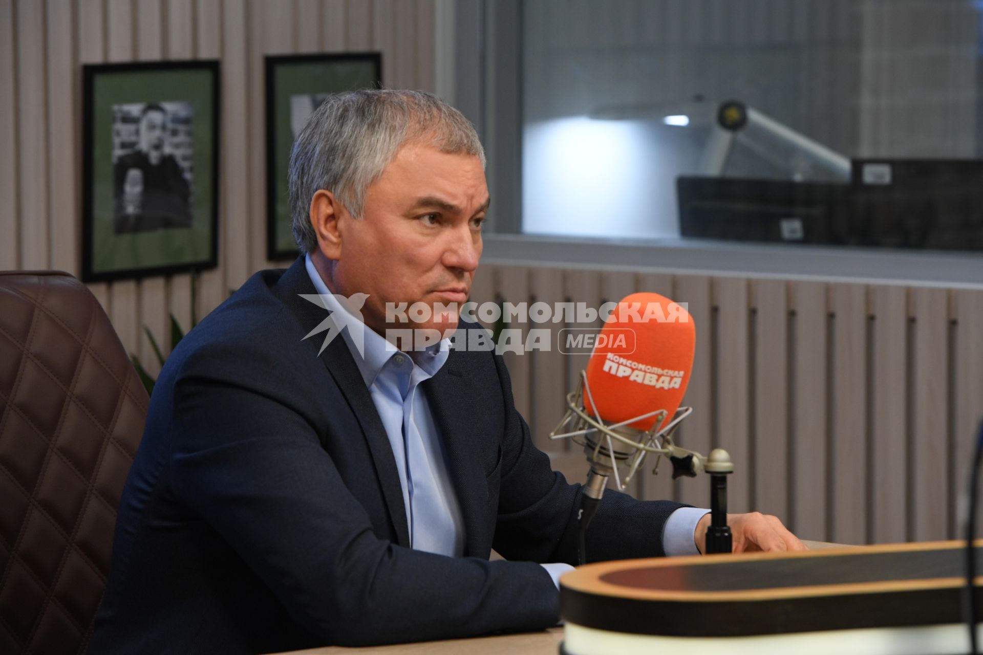 Москва. Председатель Госдумы РФ Вячеслав Володин на радиостанции `Комсомольская правда`.