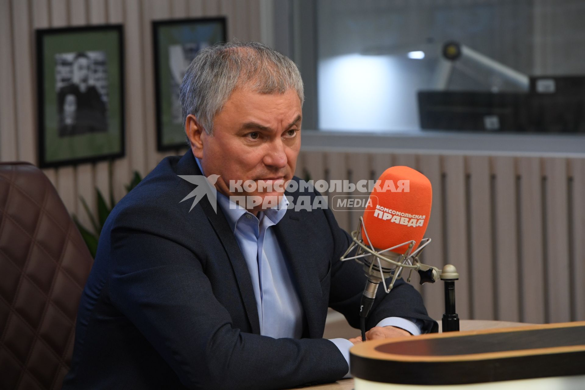 Москва. Председатель Госдумы РФ Вячеслав Володин на радиостанции `Комсомольская правда`.