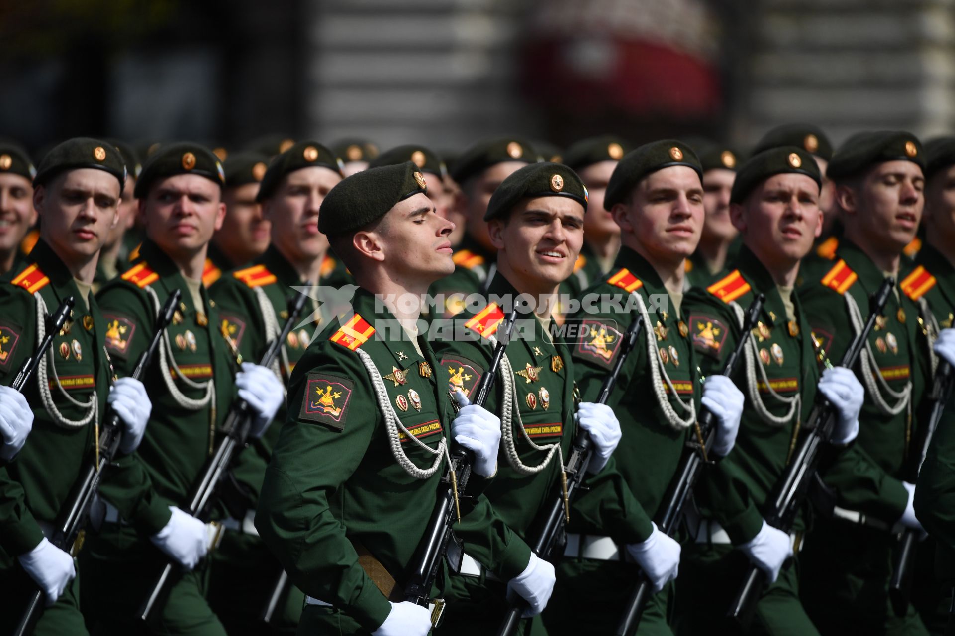 Москва. Военнослужащие во время генеральной репетиции парада на Красной площади, посвященного 77-й годовщине Победы в Великой Отечественной войне.