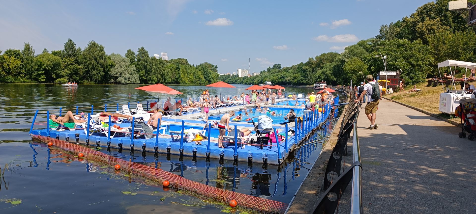 Москва. Травяной пляж в Филевском парке.