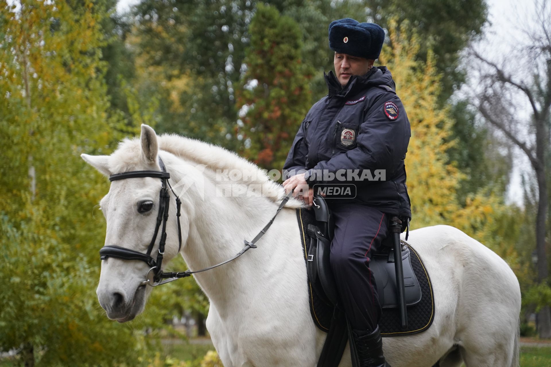 Самара.  Сотрудник  конной полиции.