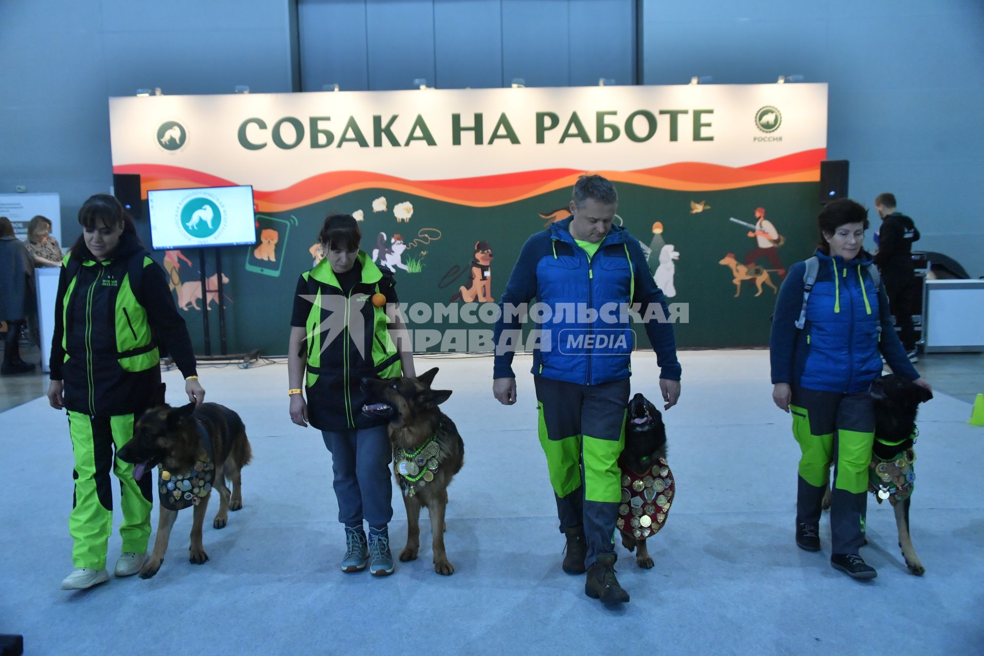 Московская область. Красногорск. Участники на выставке собак `Россия. Кубок РКФ 2020-2021` и `Россия. Кубок РКФ & Кубок Москвы-2022` в МВЦ `Крокус Экспо`.