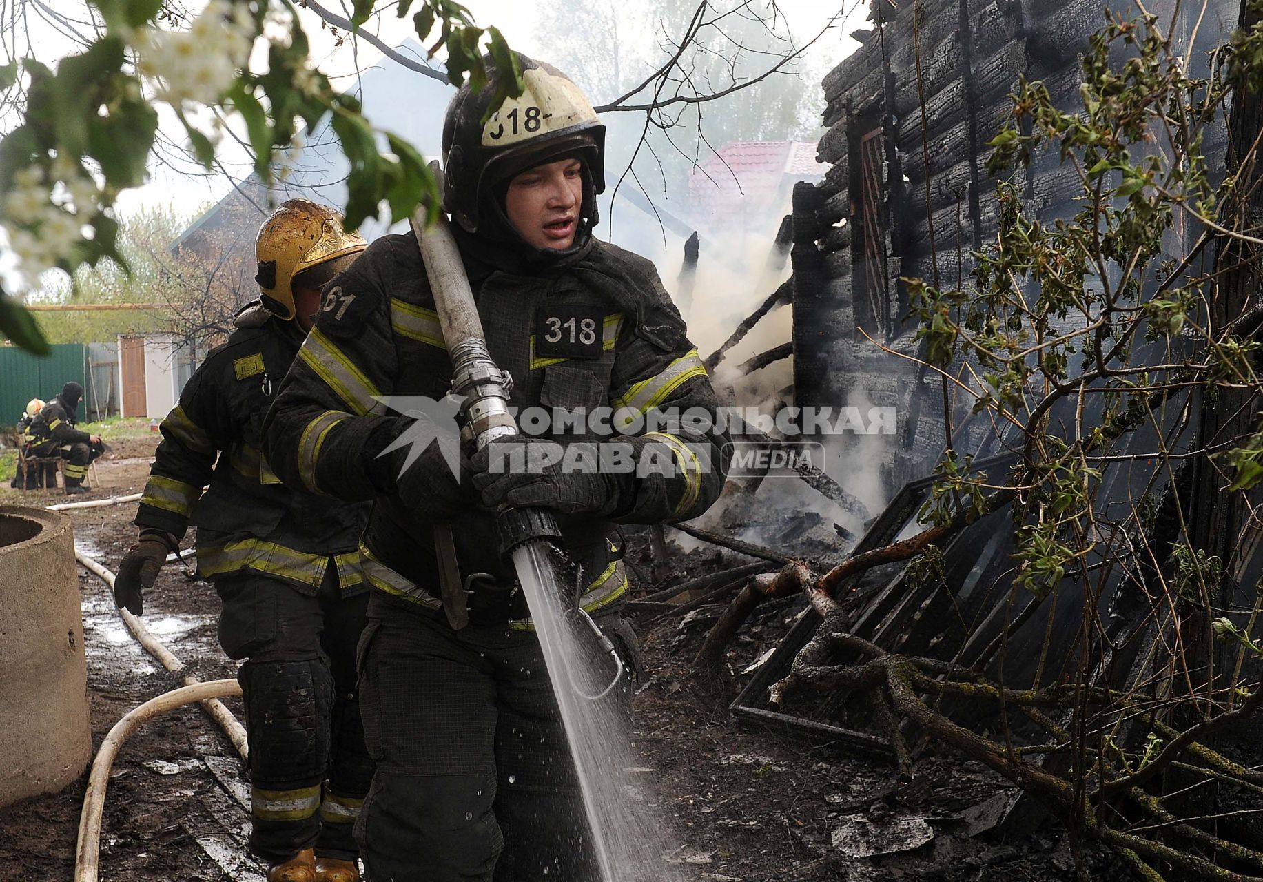 Голицинский городской округ. п.Татарки. Ликвидация пожара в частном жилом доме.