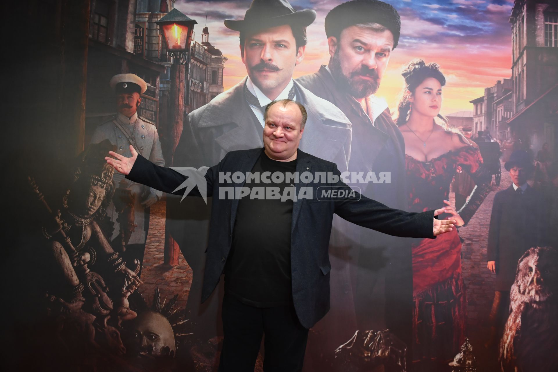 Москва. Актер Борис Каморзин на премьере фильма `Хитровка. Знак четырех` в кинотеатре `Октябрь`.