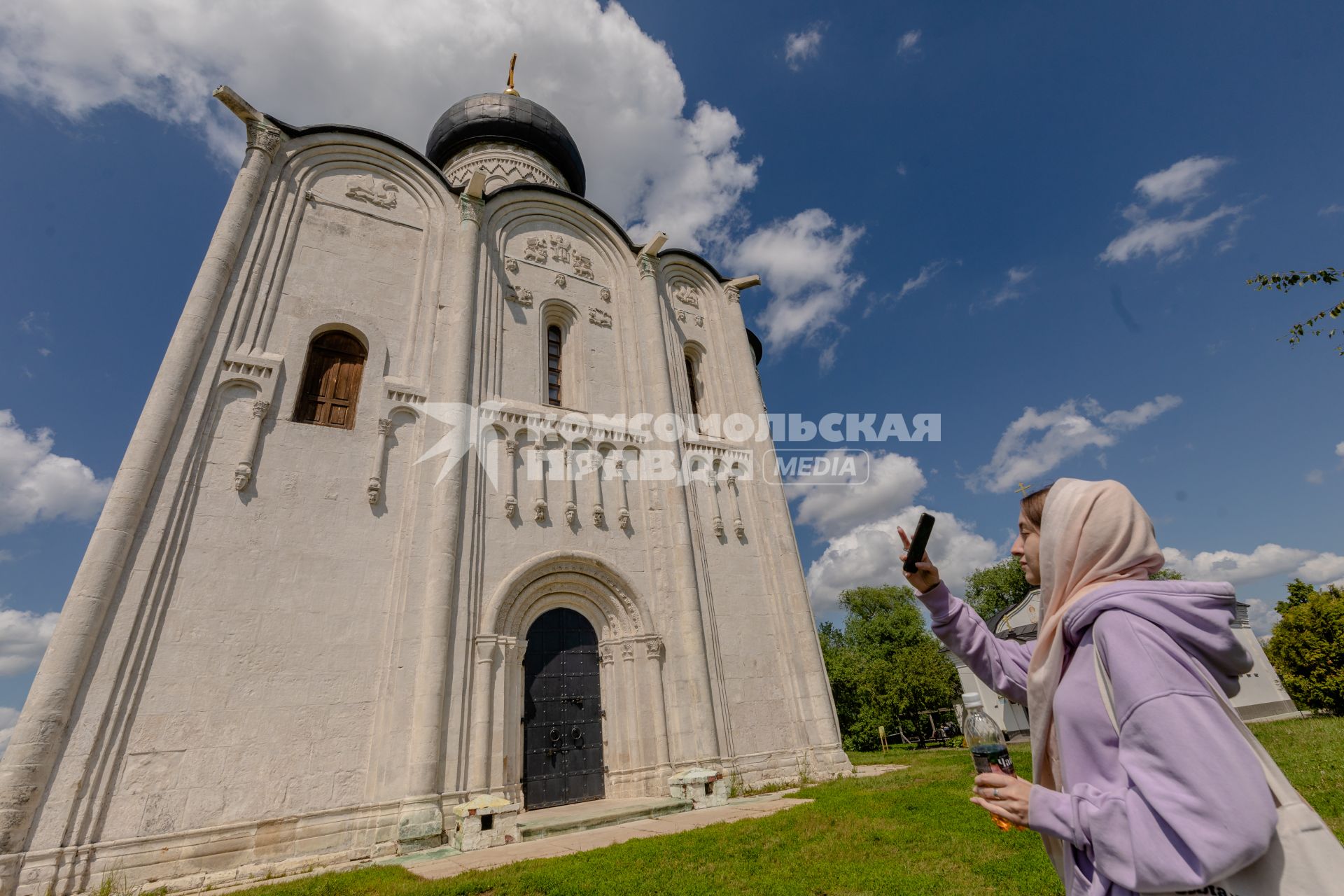 Владимирская область. Вид на храм Покрова на Нерли в Боголюбово.