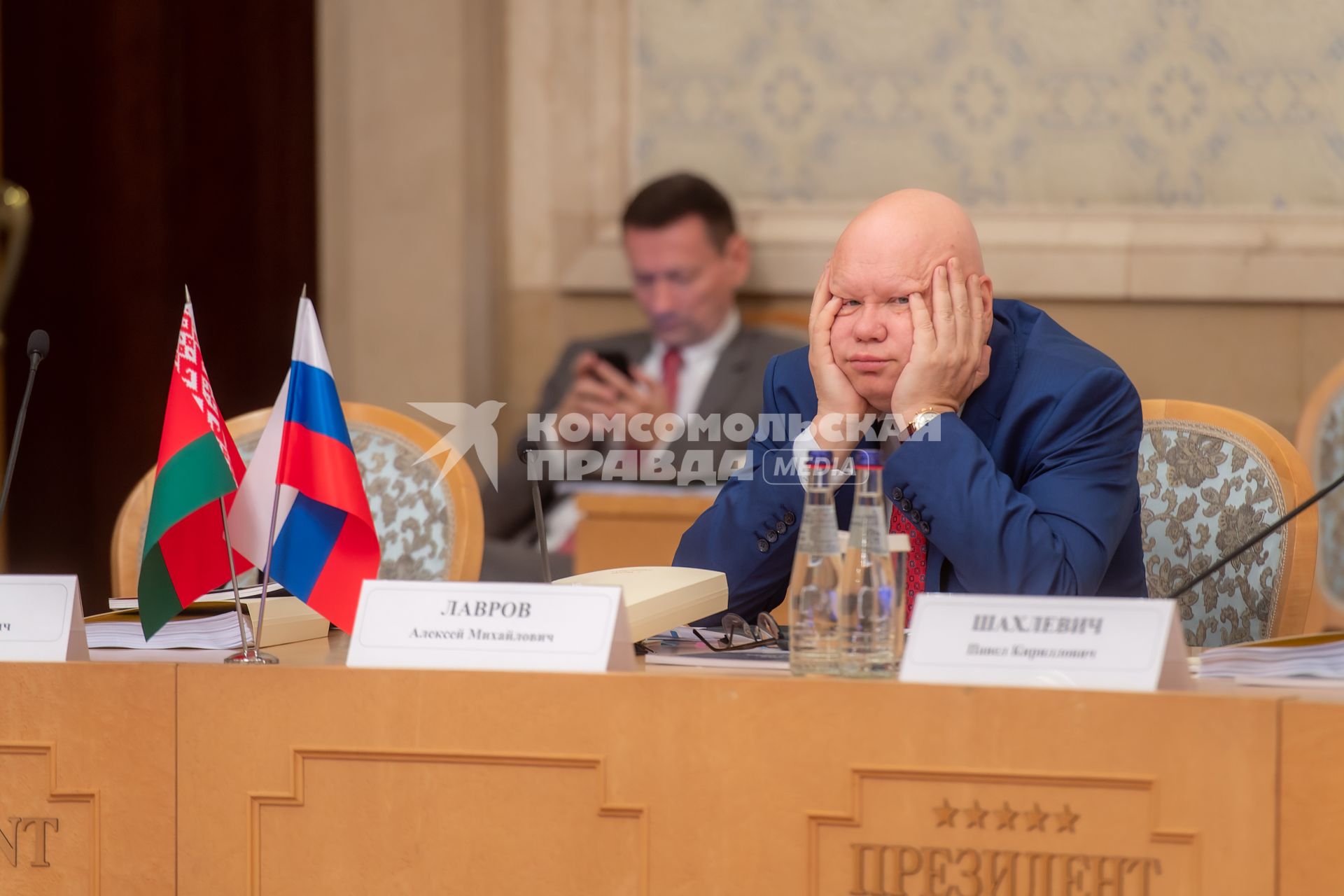Москва. Заместитель Министра финансов РФ Алексей Лавров на заседании Группы высокого уровня Совета Министров Союзного государства.