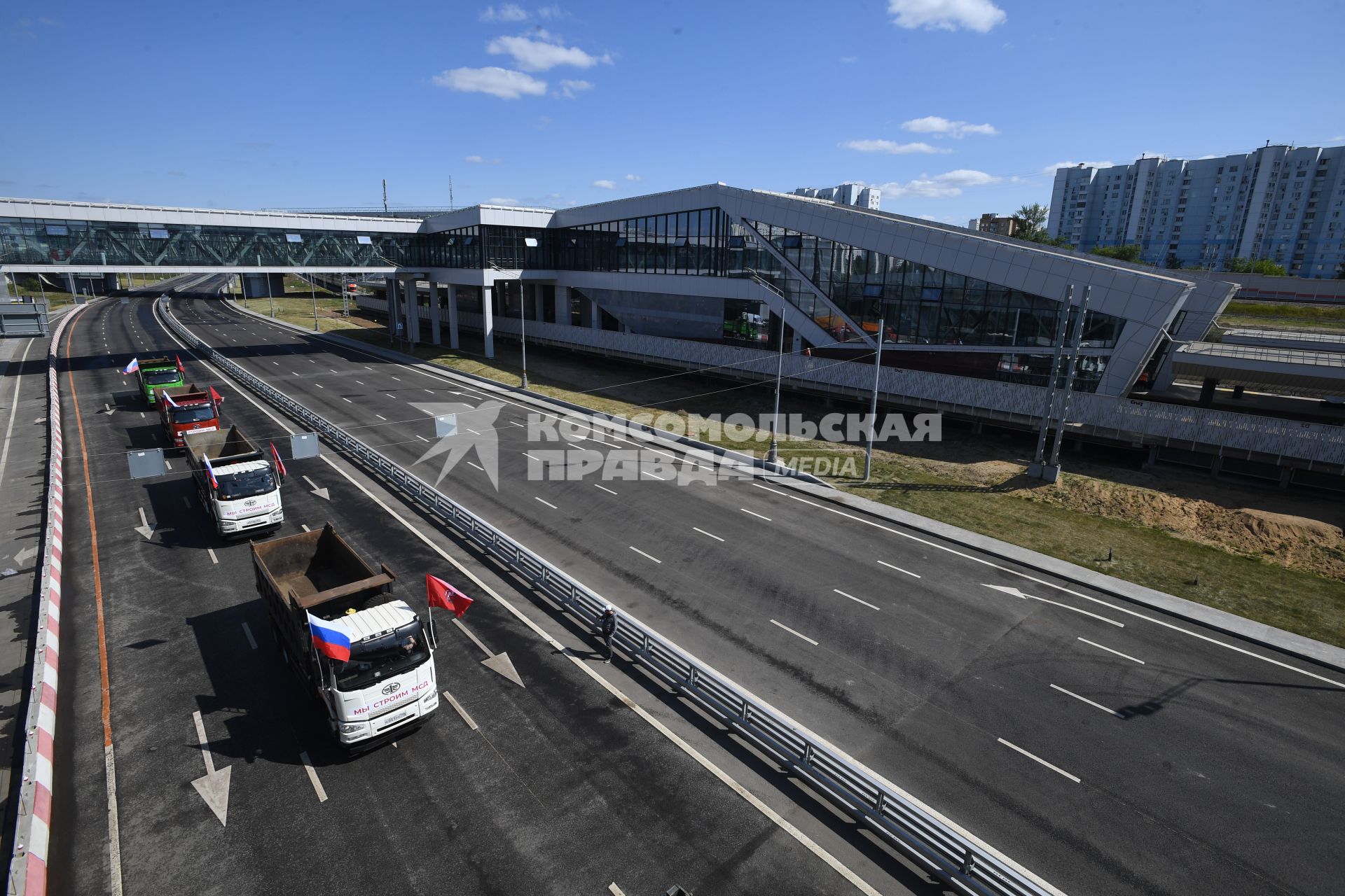 Москва. Открытие южного участка Московского скоростного диаметра у станции МЦД Печатники.