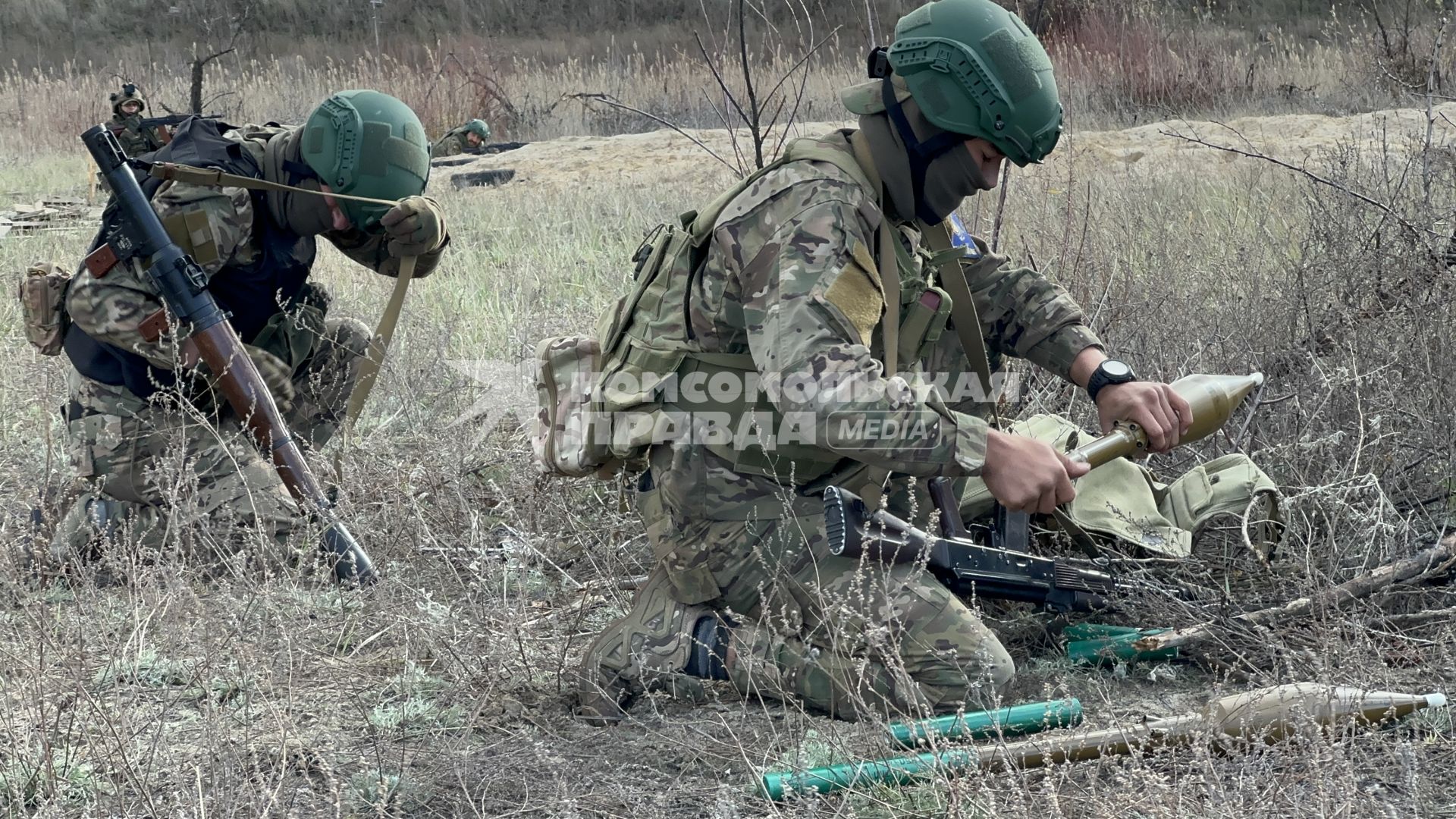 Луганская область. Бойцы ротно-тактической группы `Камертон`, бывшие бойцы ЧВК `Вагнер`, в составе спецназа `Ахмат` проводят боевое слаживание на полигоне.