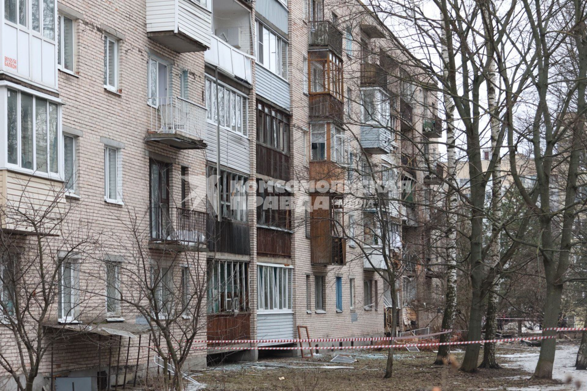 Последствия атаки беспилотников в Санкт-Петербурге