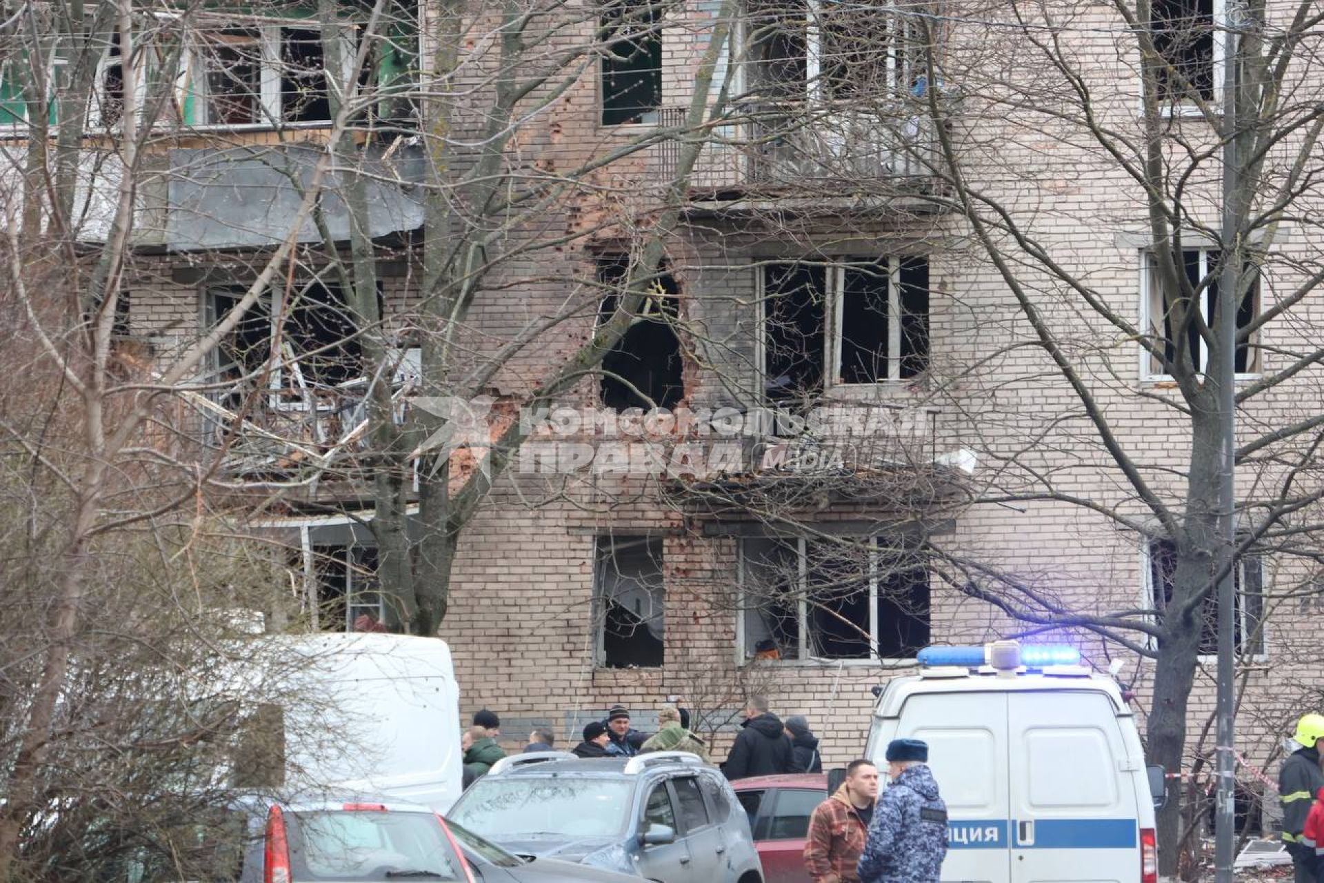 Последствия атаки беспилотников в Санкт-Петербурге