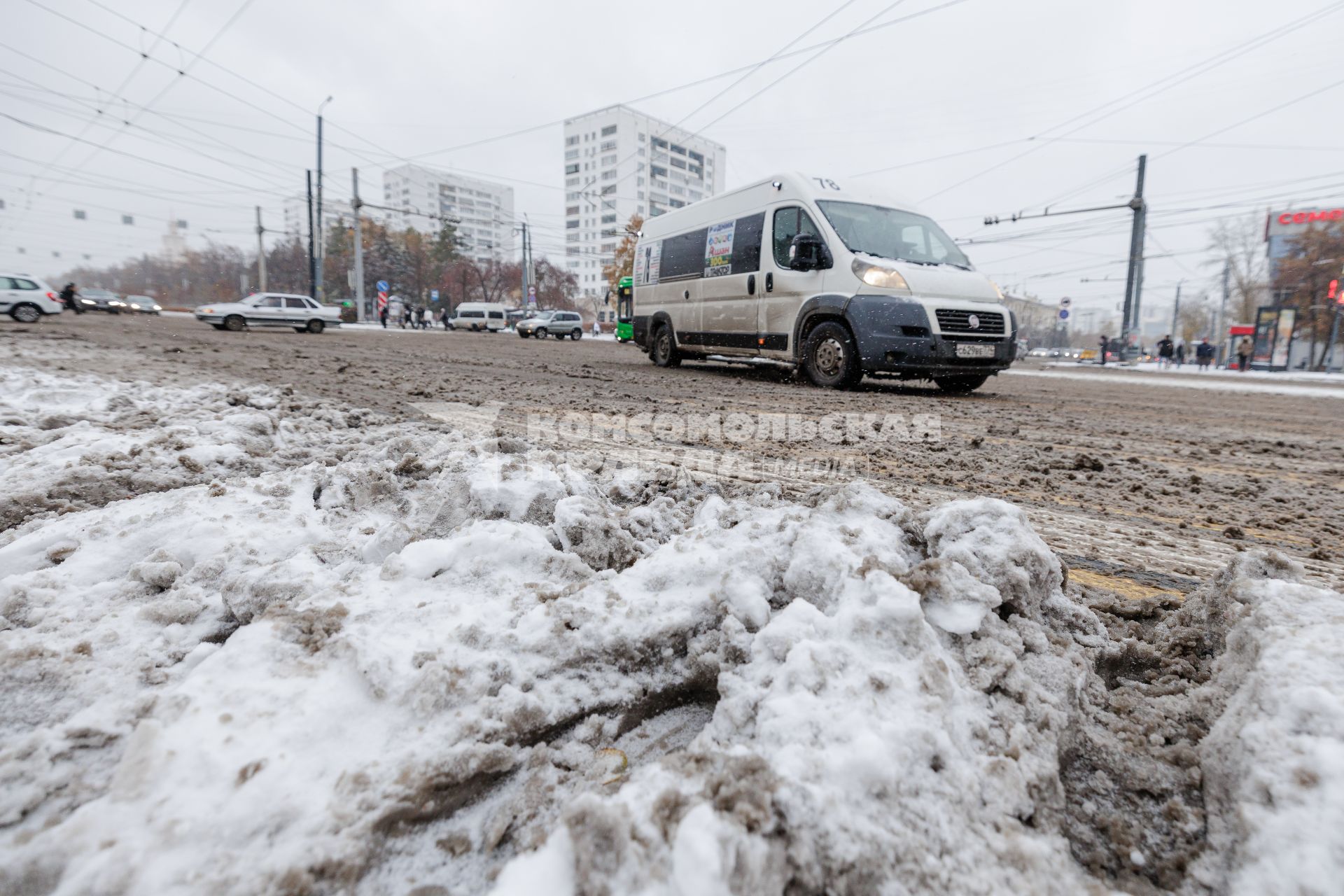 В Челябинске выпал первый снег