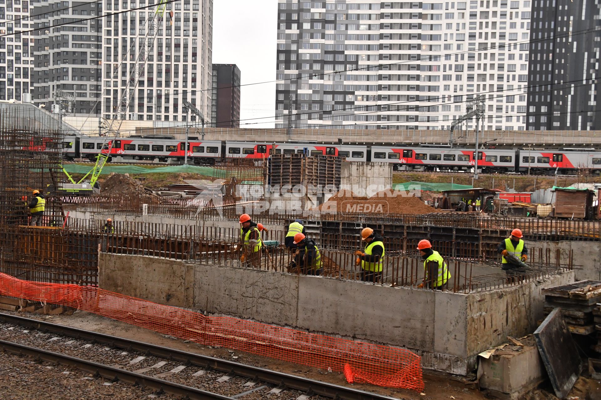 Осмотр мэром Москвы Собяниным строительства Московского городского вокзала Москва-Сити\" МЦД-1