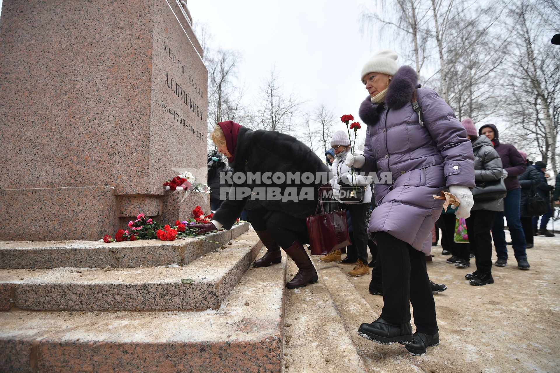 Акция памяти на месте дуэли Александра Пушкина в Санкт-Петербурге