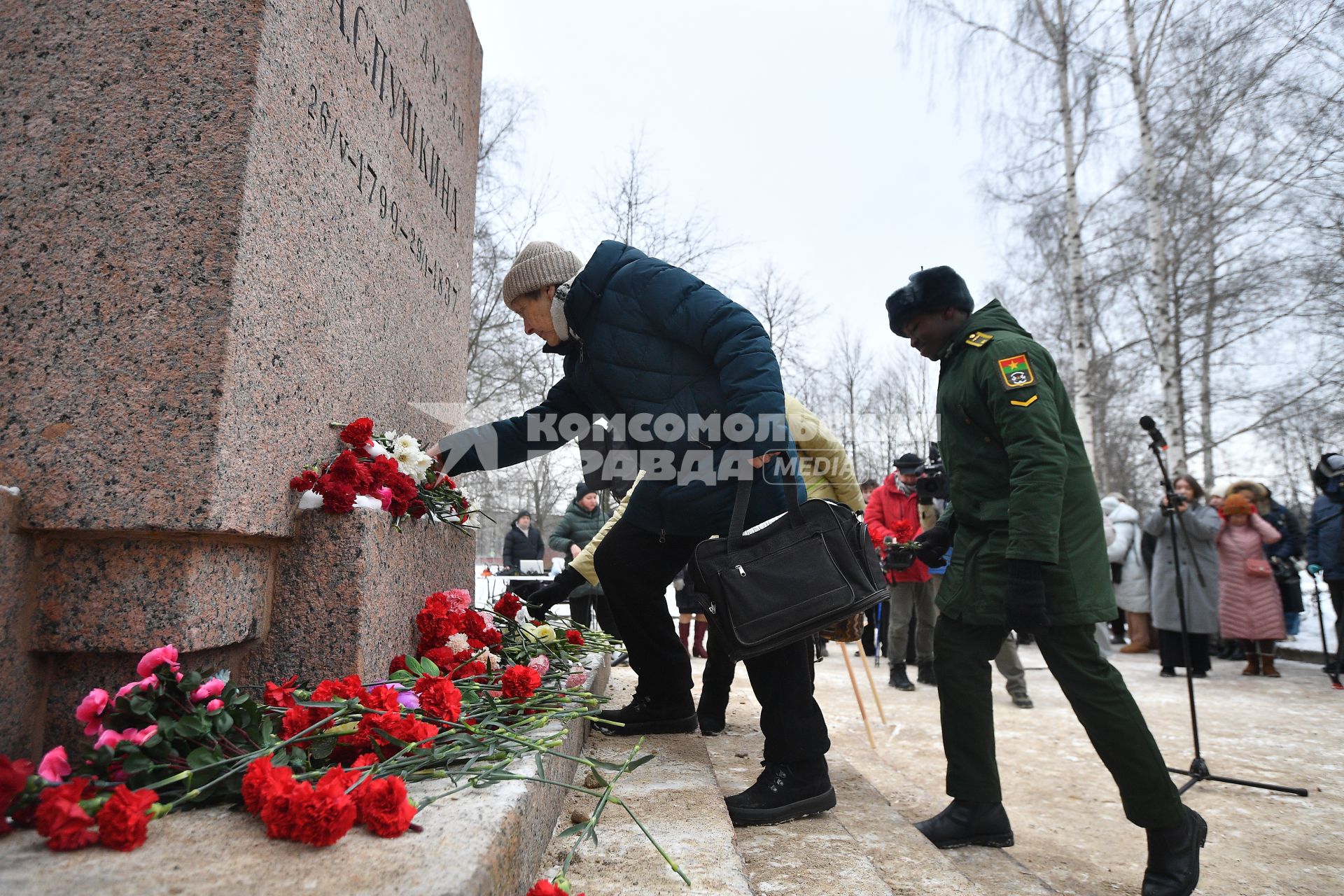 Акция памяти на месте дуэли Александра Пушкина в Санкт-Петербурге