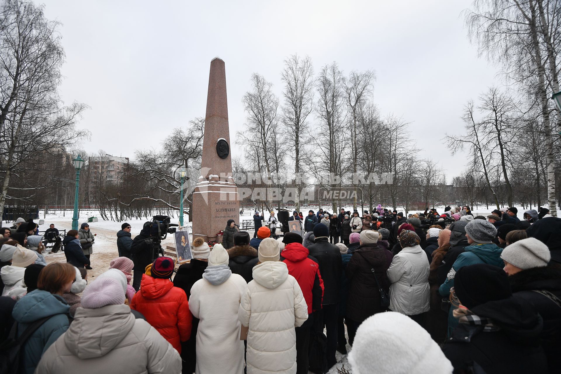 Акция памяти на месте дуэли Александра Пушкина в Санкт-Петербурге