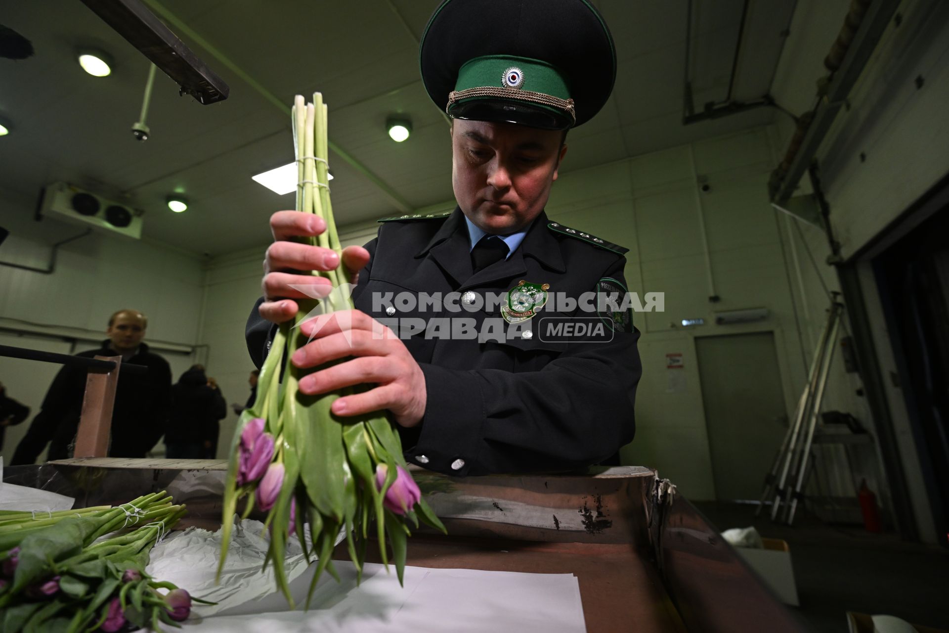 Досмотр цветочной продукции в зоне таможенного контроля в Химках