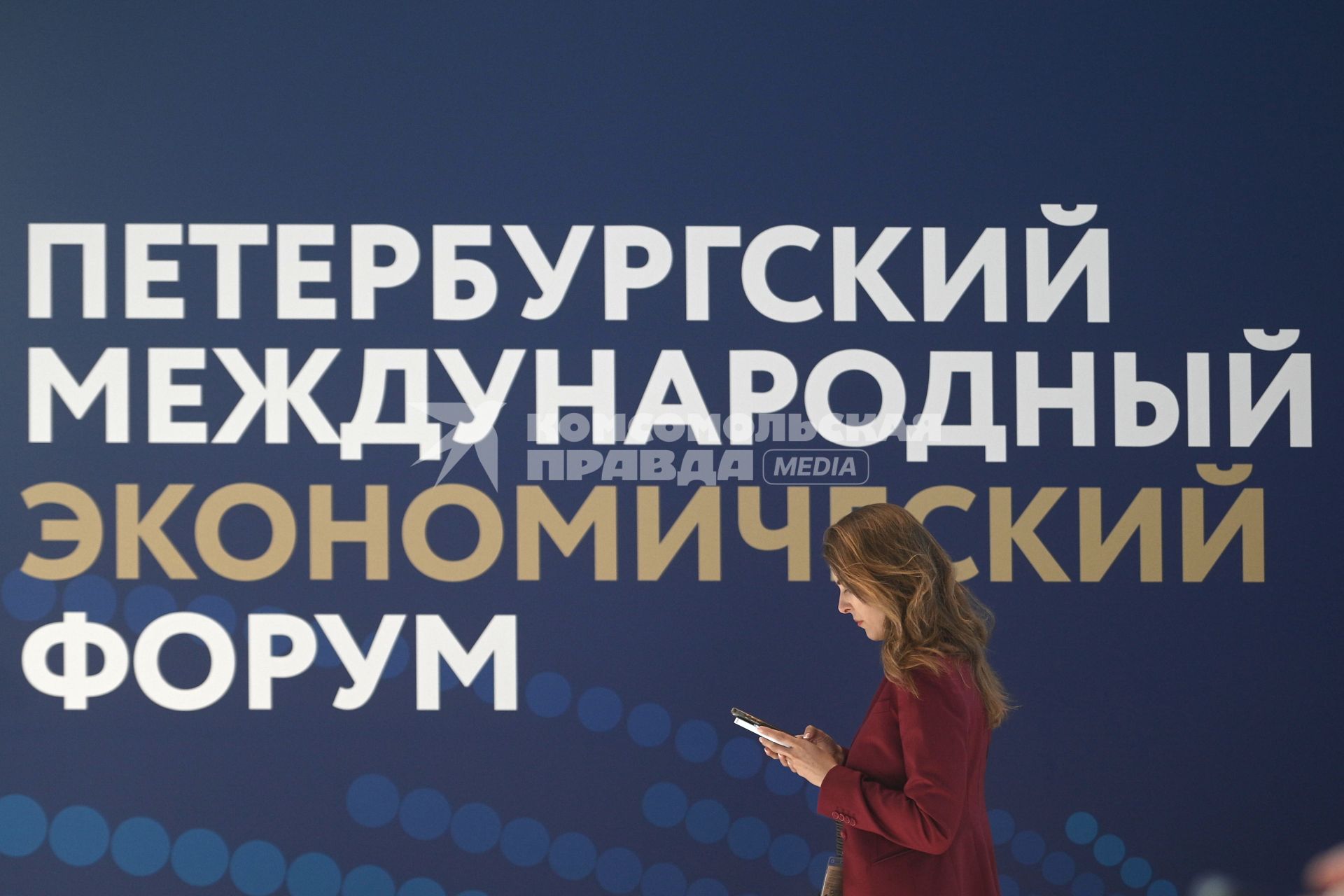 Участники ПМЭФ смотрят пленарное заседание на ПМЭФ 2025