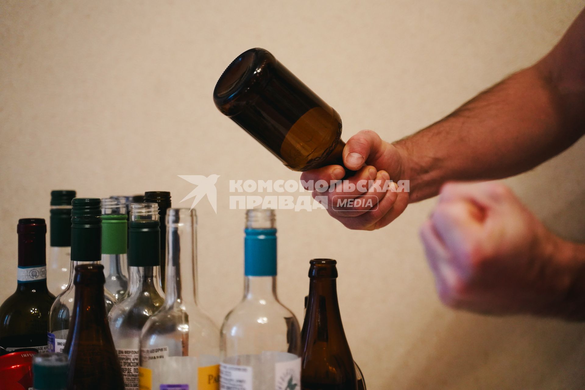 Постановочная съемка на тему алкоголя